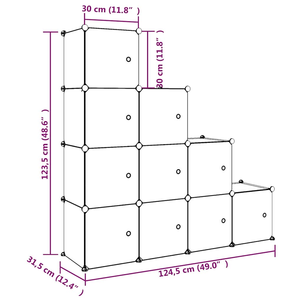 Kids Storage Cabinet White Plastic 124.5 cm x 31.5 cm x 123.5 cm