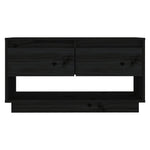 TV Cabinet Black Solid Wood Pine