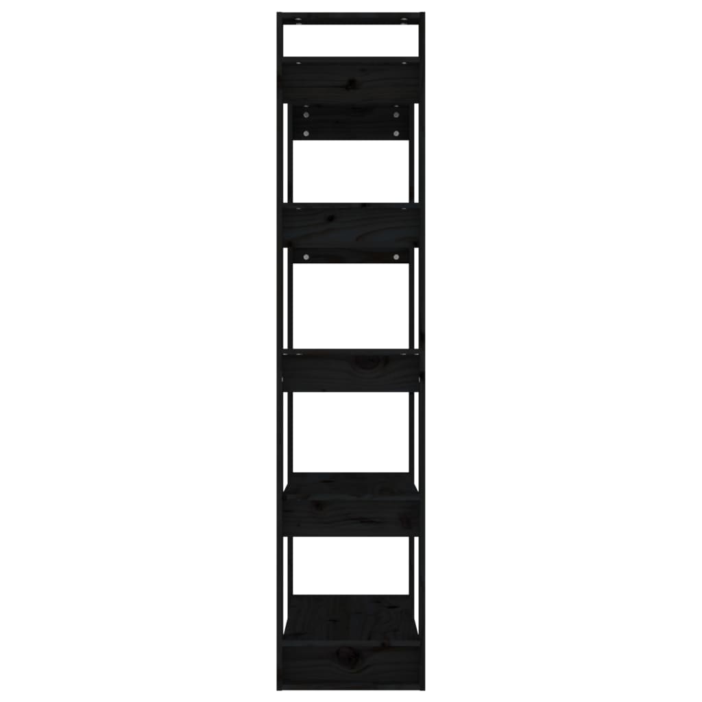 Book Cabinet/Room Divider Black/Natural Solid Wood