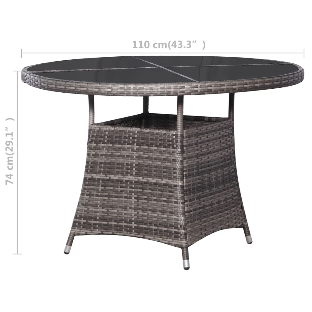 Garden Table Grey Poly Rattan
