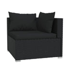 Noir Rattan Harmony: 8-Piece Garden Lounge Set in Black with Plush Cushions