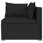 Noir Rattan Elegance: 8-Piece Garden Lounge Set in Black with Plush Cushions