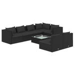 Rattan Noir Comfort Haven: 8-Piece Garden Lounge Set in Stylish Black with Plush Cushions