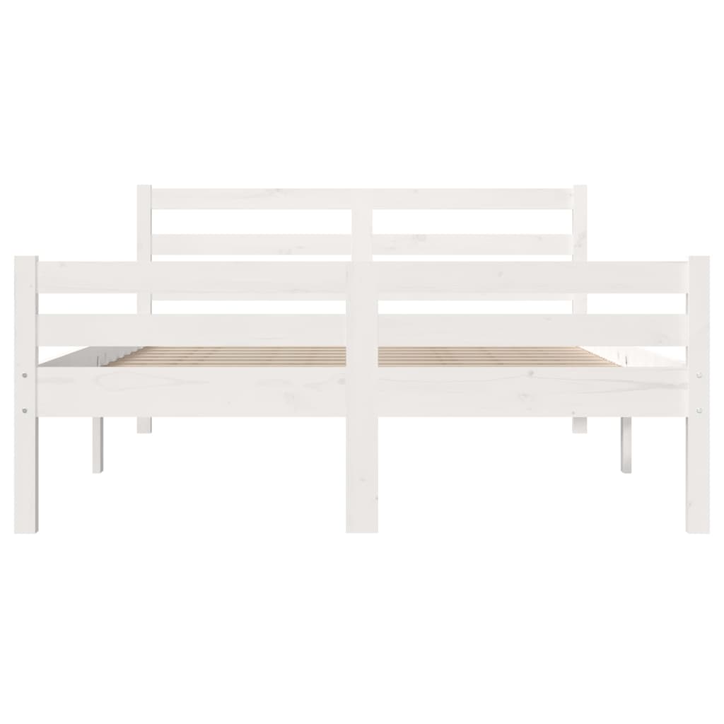 Bed Frame White Solid Wood Queen Size - 153×203cm