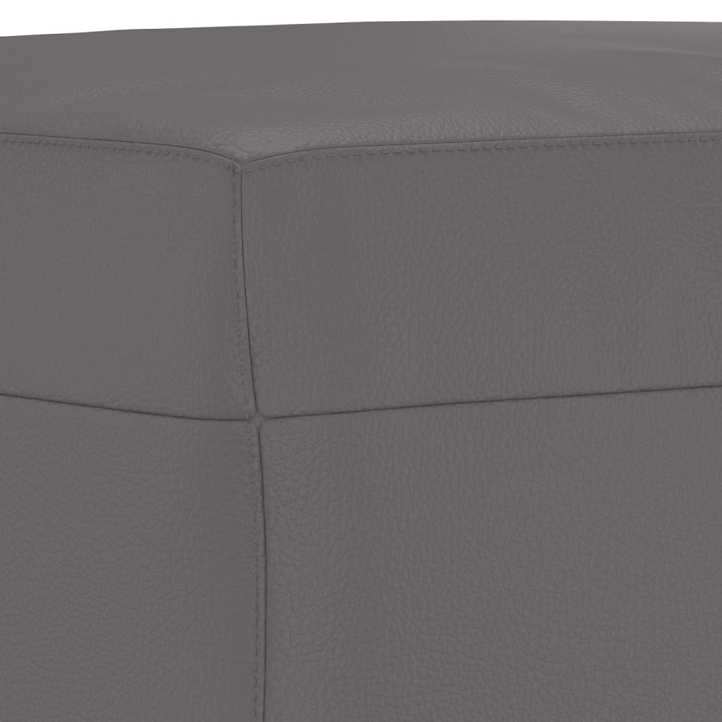 Footstool Grey Faux Leather