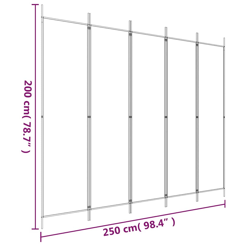 5-Panel Room Divider Black 250x200cm | HomeAndLiving