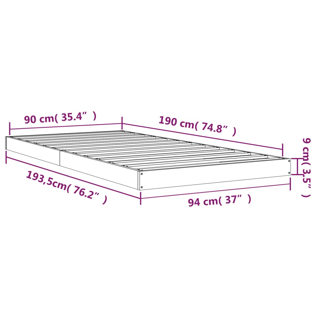 Single Pine Bed Frame Solid Wood 90x190cm | HomeAndLiving