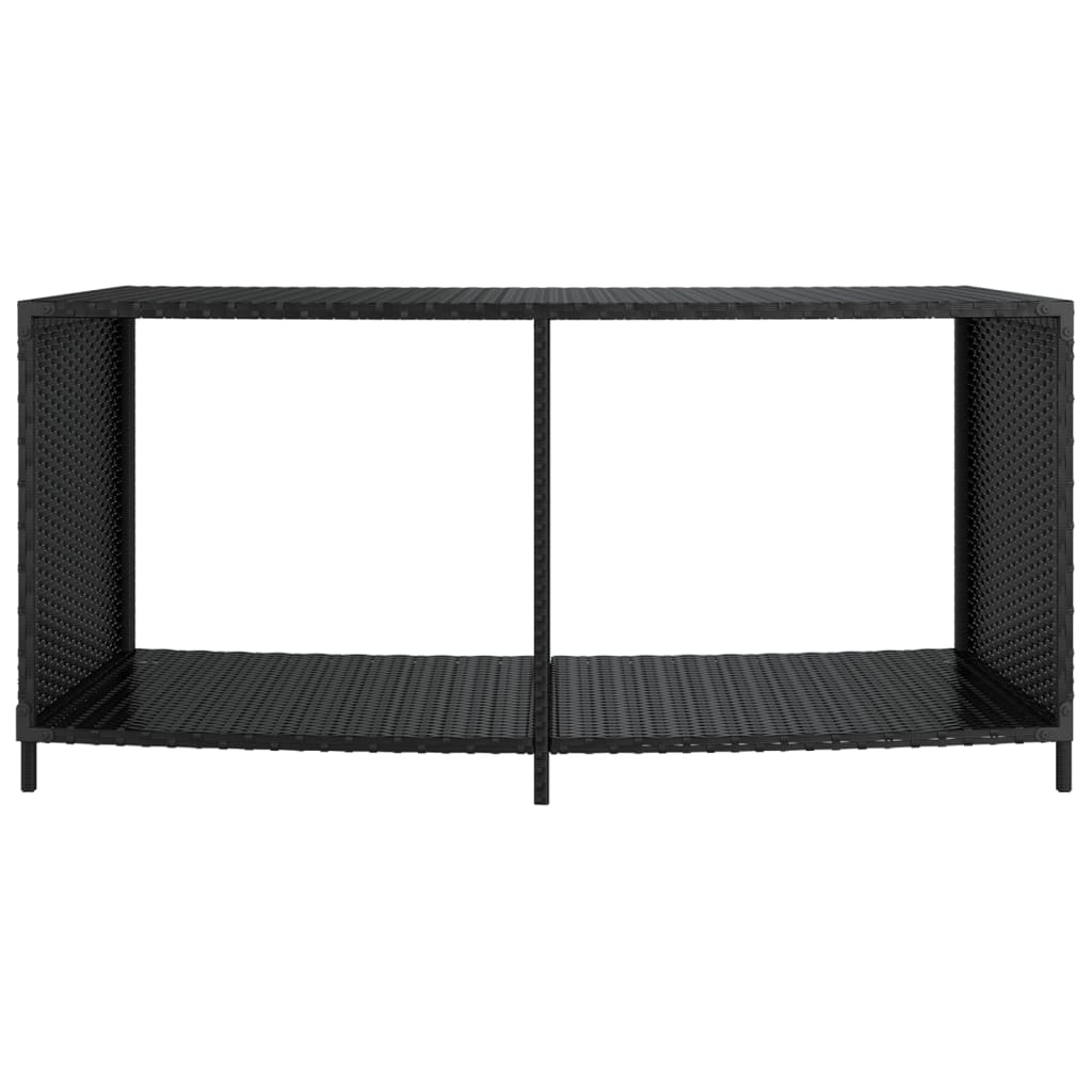 Elegant Organization: Set of 2 Black Poly Rattan Storage Shelves