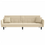 Ivory Comfort Oasis: Cream Fabric Sofa Bed with Built-in Cup Holders