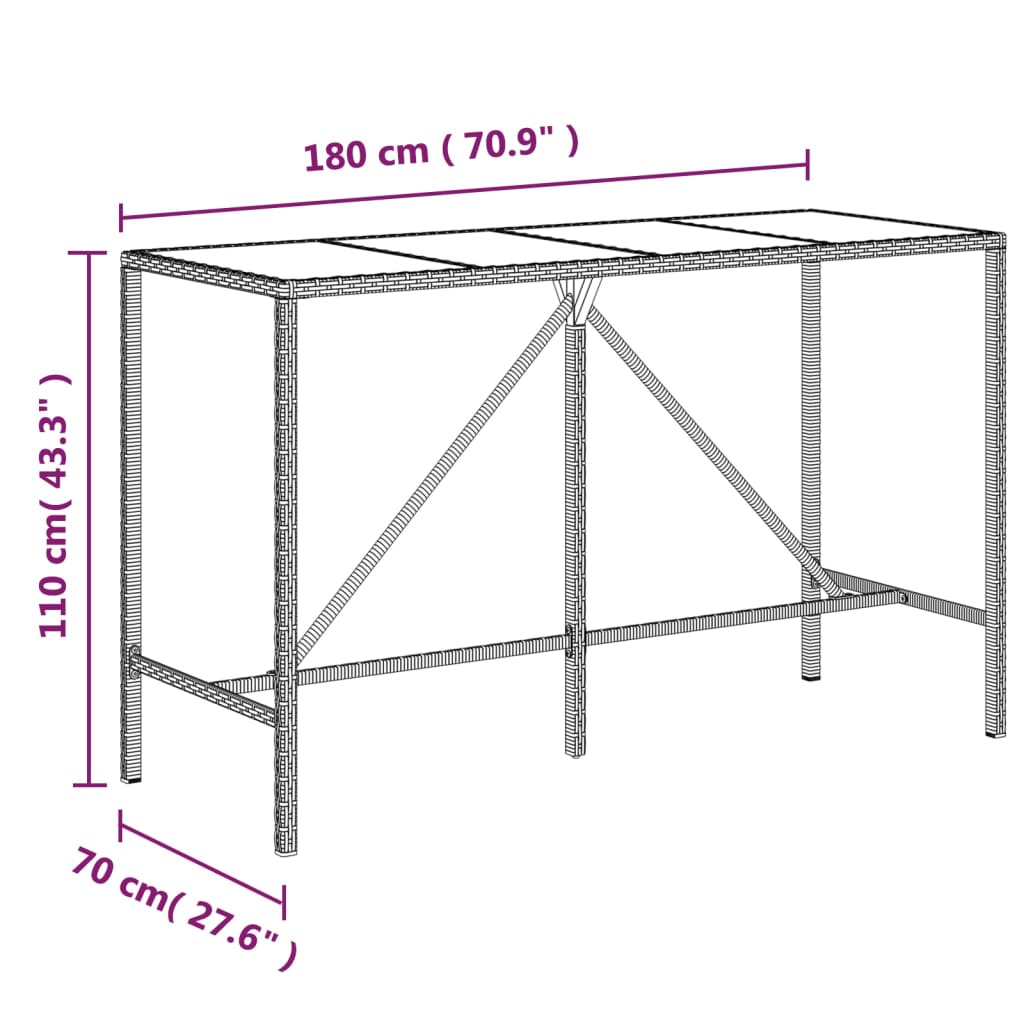 Comfortable Bar Table with Glass Top Relaxing Seating Urban Style