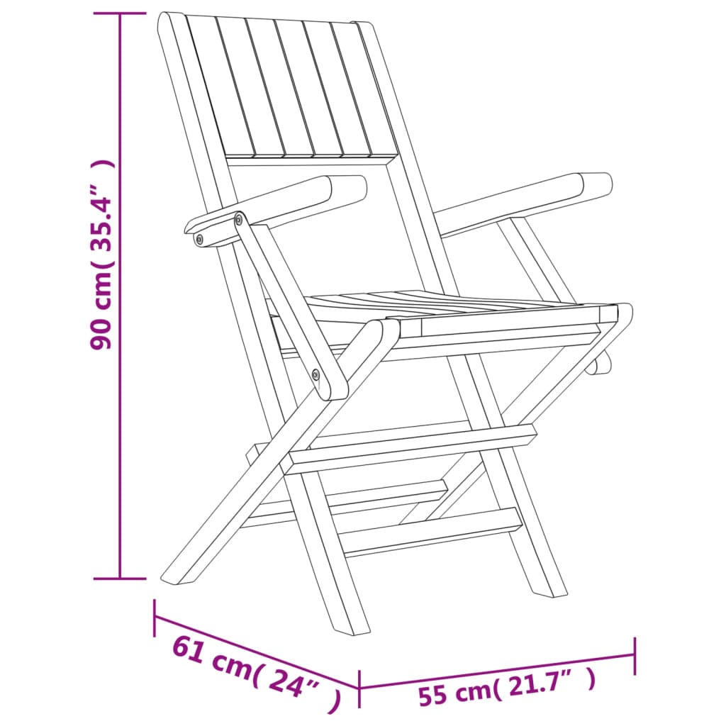 8-Piece Teak Wood Folding Garden Chair Set