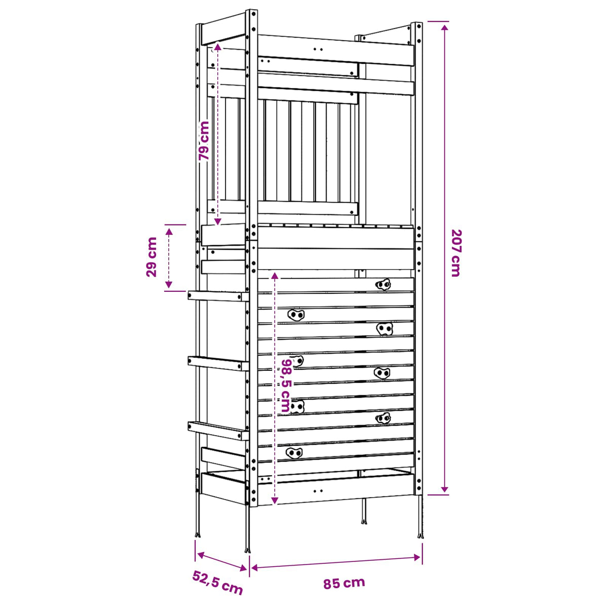 Kids Outdoor Play Tower Solid Pine Wood | HomeAndLiving - 7