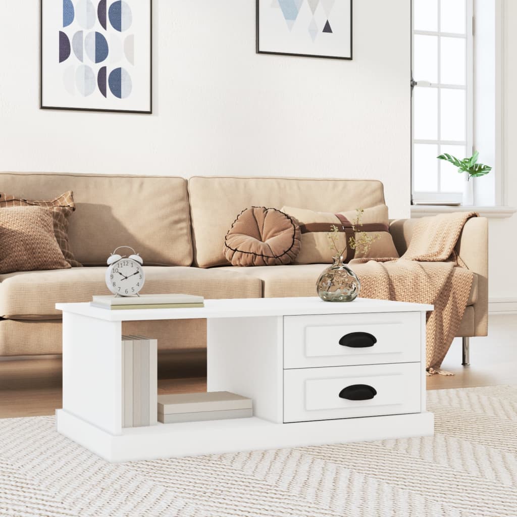 Luminous Minimalism White Engineered Wood Coffee Table Melbourne