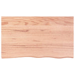 Light Brown-Treated Solid Wood Bathroom Countertop