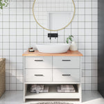 Light Brown-Treated Solid Wood Bathroom Countertop