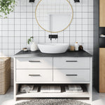 Light Brown-Treated Solid Wood Bathroom Countertop