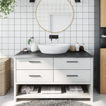 Light Brown-Treated Solid Wood Bathroom Countertop
