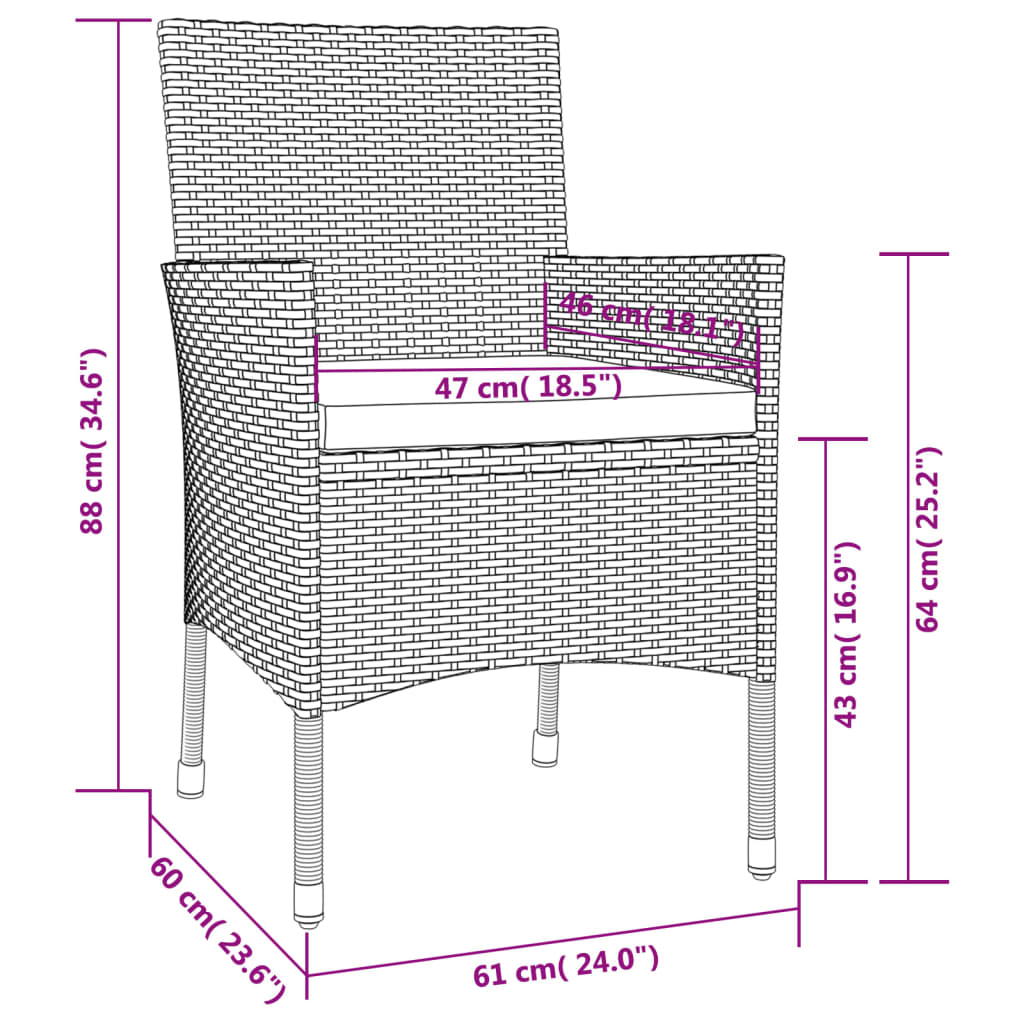 Contemporary 3 Piece Garden Bistro Set Lounge Area Patio Relax