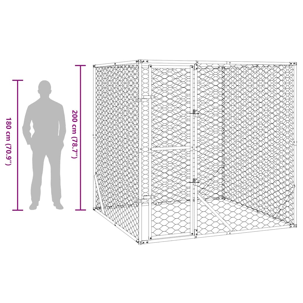 Galvanised Steel Dog Kennel 2x2x2m Outdoor | HomeAndLiving