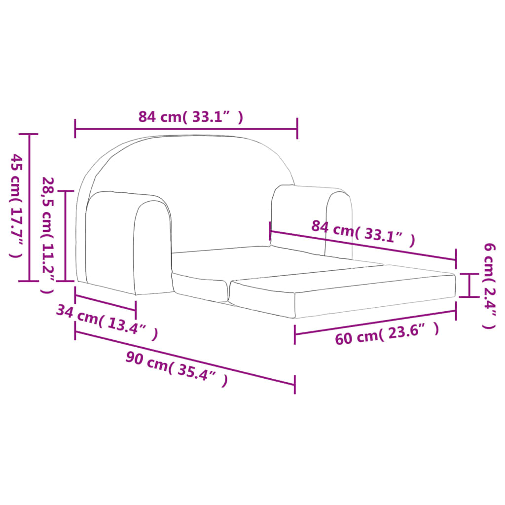Kids Sofa Bed 2-Seater Pink Plush | HomeAndLiving