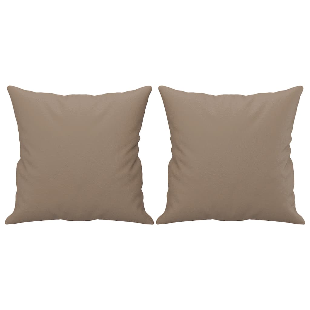 3-Seater Sofa with Throw Pillows Cappuccino Faux Leather