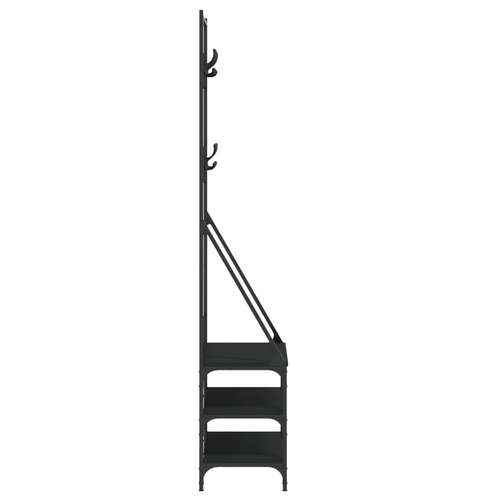 Black Clothes Rack with Shoe Storage