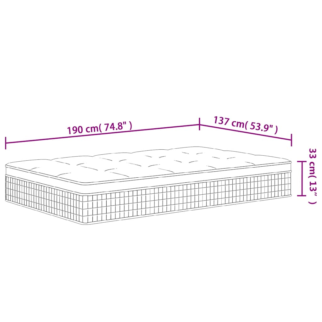 Double Medium Plus Pocket Spring Mattress Fabric Foam Isolation Pad