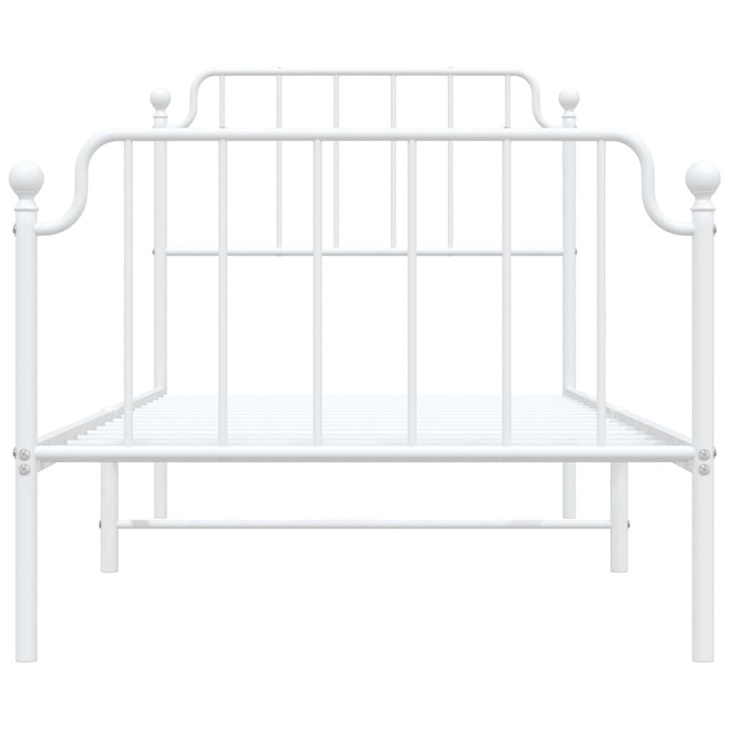Metal Bed Frame with Headboard and Footboard White Single Size