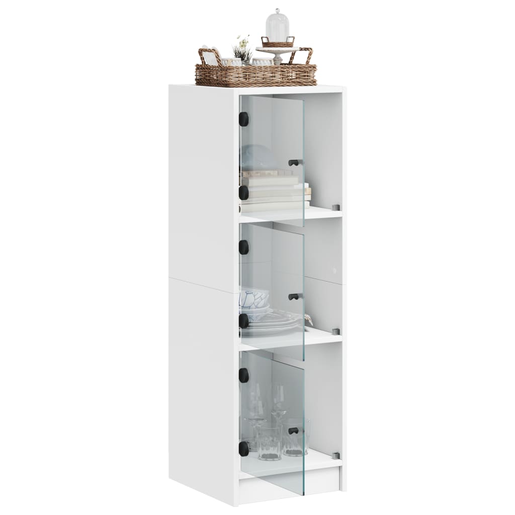 Highboard with Glass Doors White