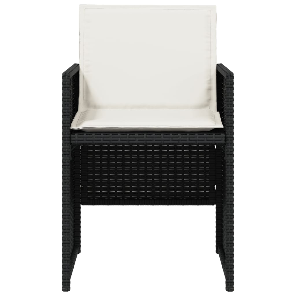 Garden Chairs with Cushions 4 pcs Black Poly Rattan - 50.5×54×79cm