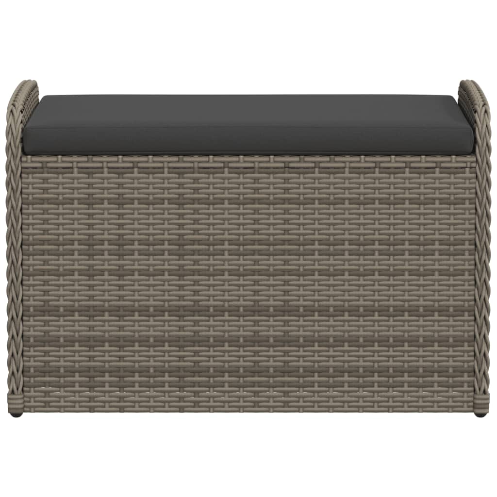 Storage Bench with Cushion Grey Poly Rattan
