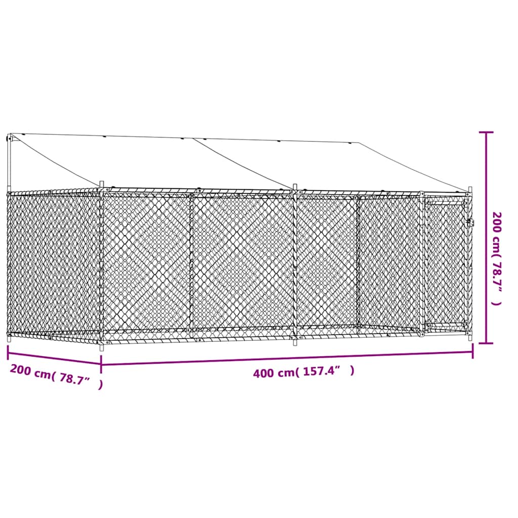 Large Outdoor Dog Cage Galvanised Steel 4x2x2m | HomeAndLiving