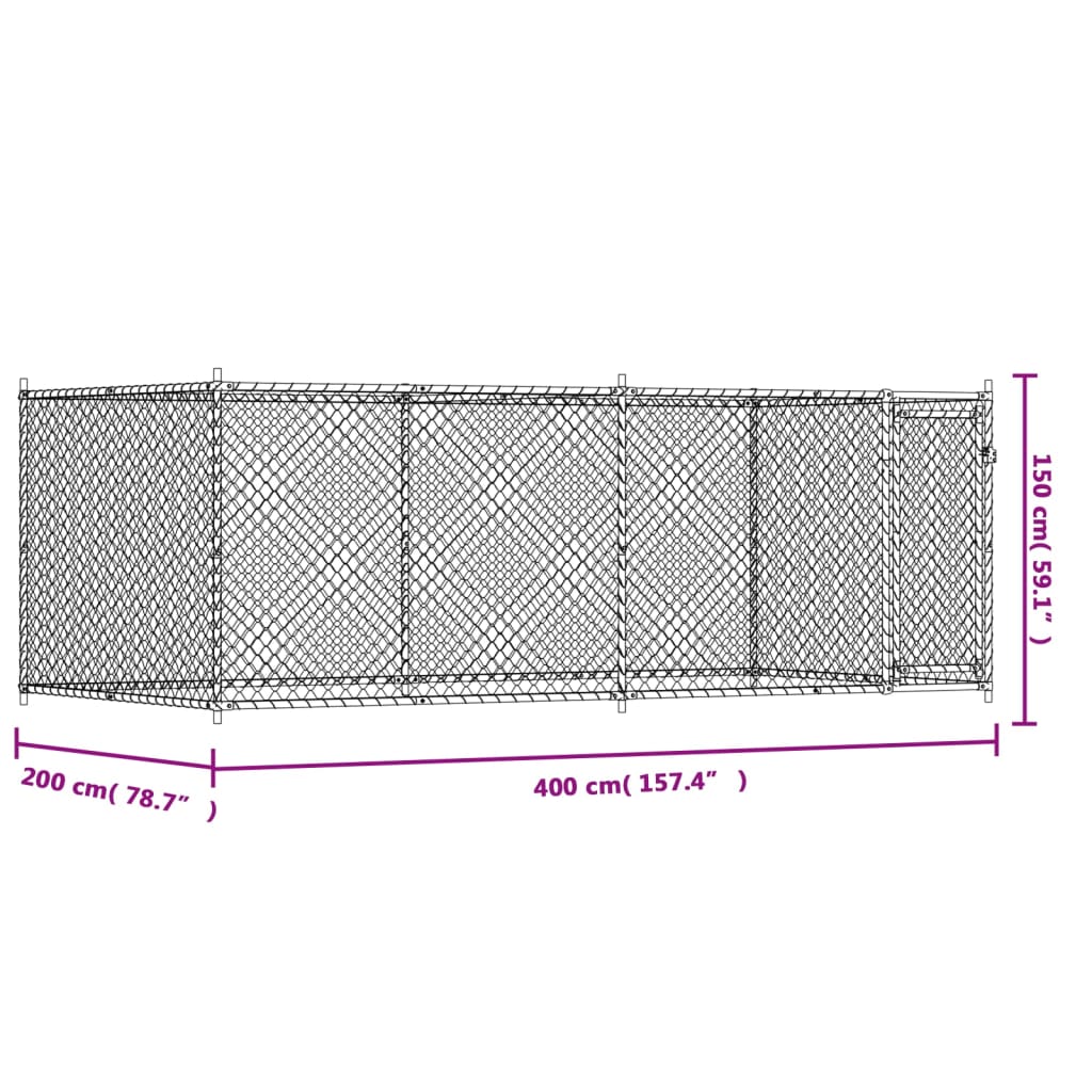 Large Dog Cage Run Galvanised Steel 4x2x1.5m | HomeAndLiving