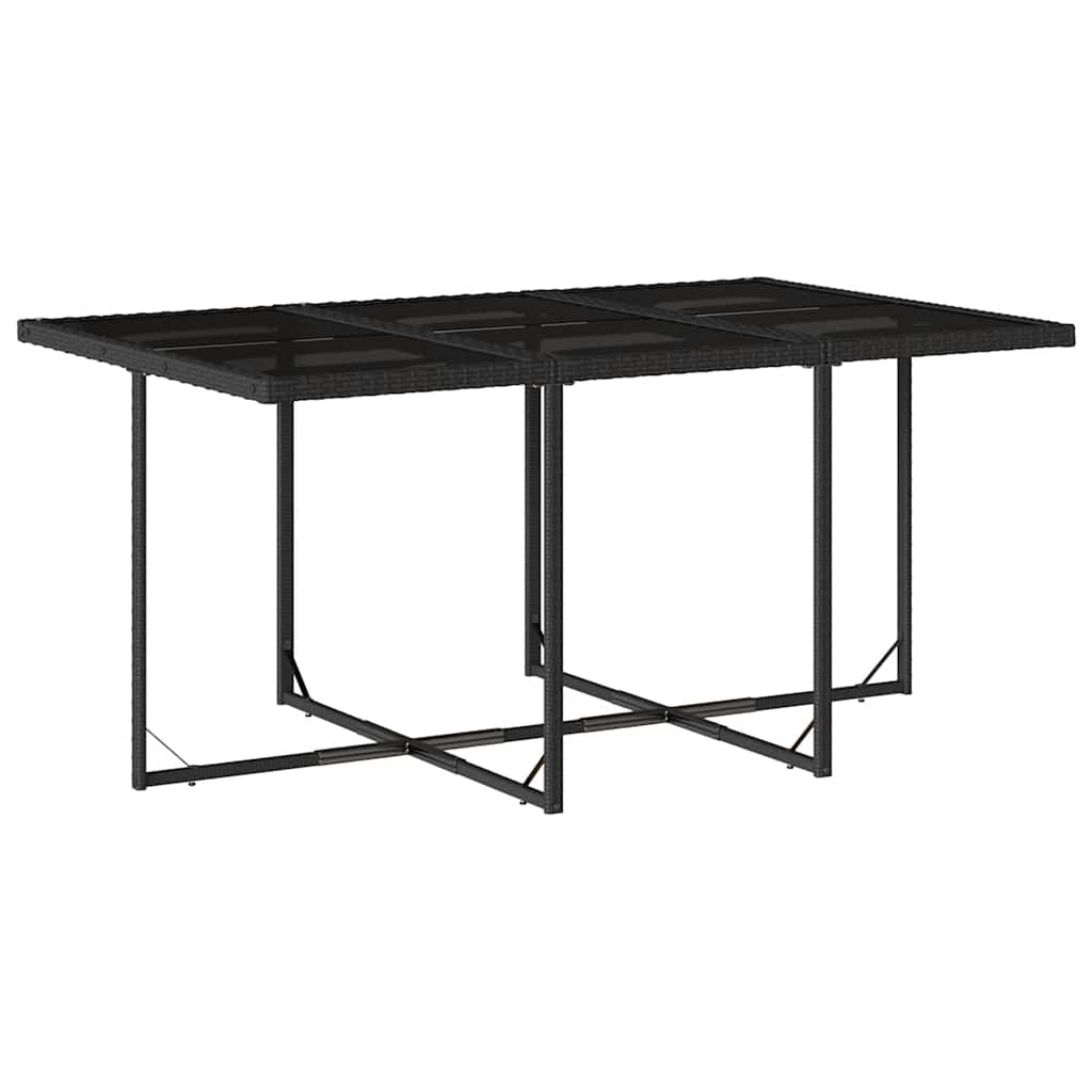 11 Piece Garden Dining Set with Cushions Black Poly Rattan - 165×106×73cm