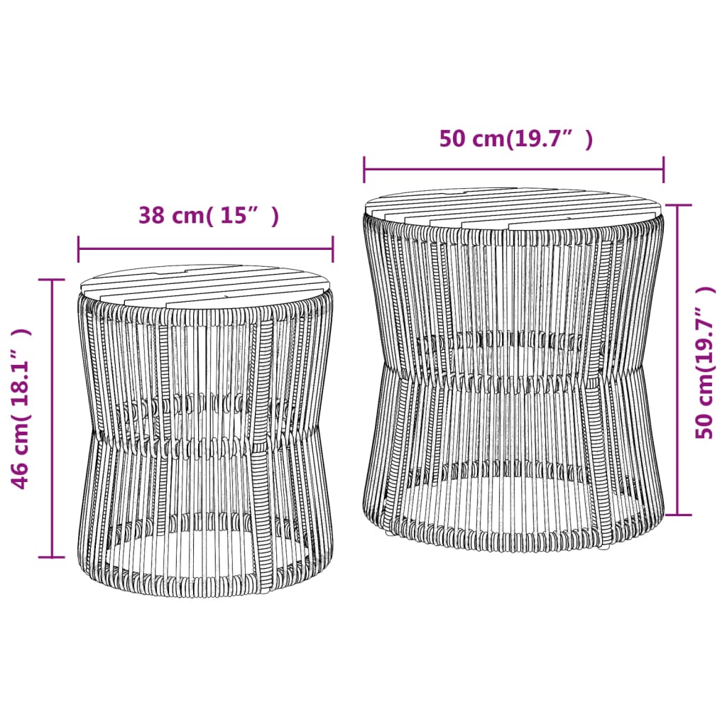 Contemporary Garden Side Tables 2 pcs Home Decor Accent Evening