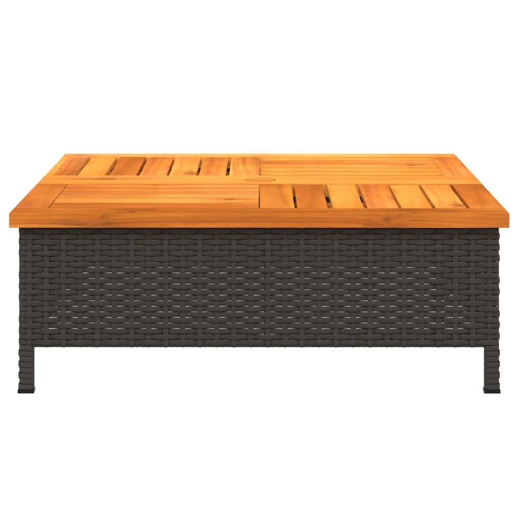Parasol Base Cover Blac Poly Rattan and Acacia