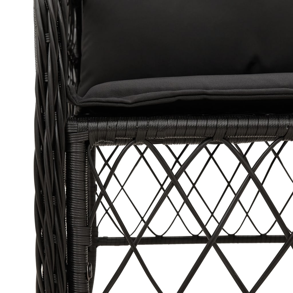 3 Piece Bistro Set with Cushions-Black