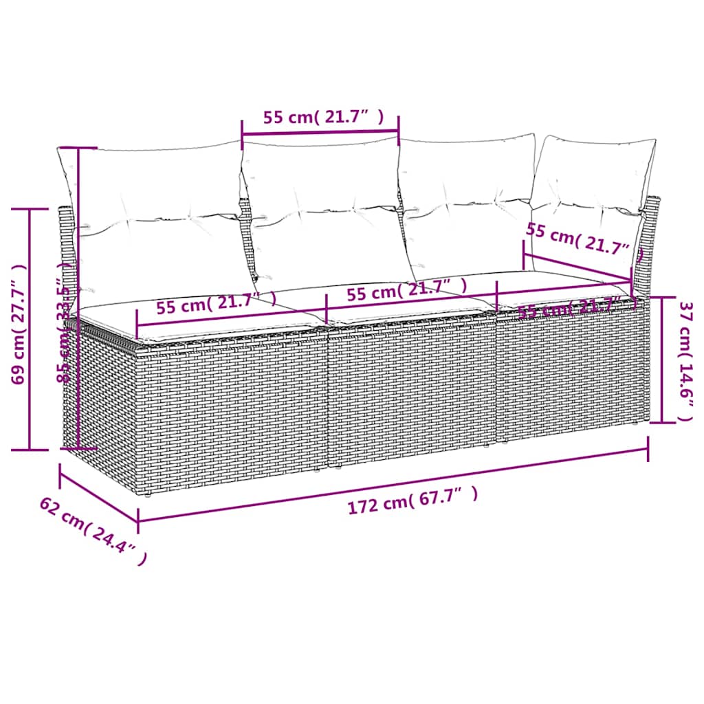 Premium Garden Sofa with Cushions 3 Indoor Outdoor Use Patio Relax