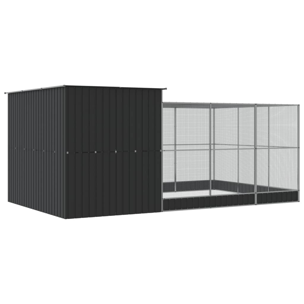 Aviary with Extension Silver Steel - 497×303×216cm