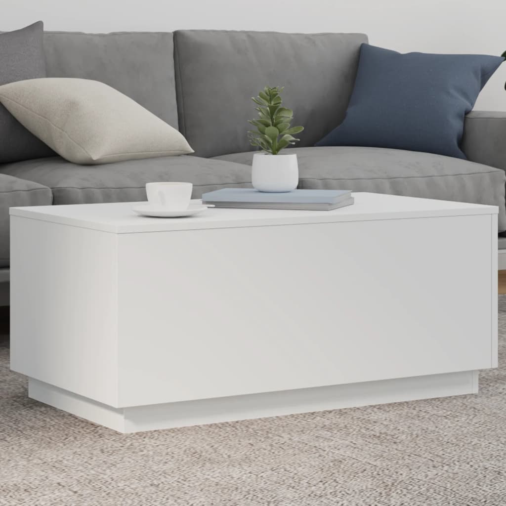 Coffee Table with LED Lights (White)
