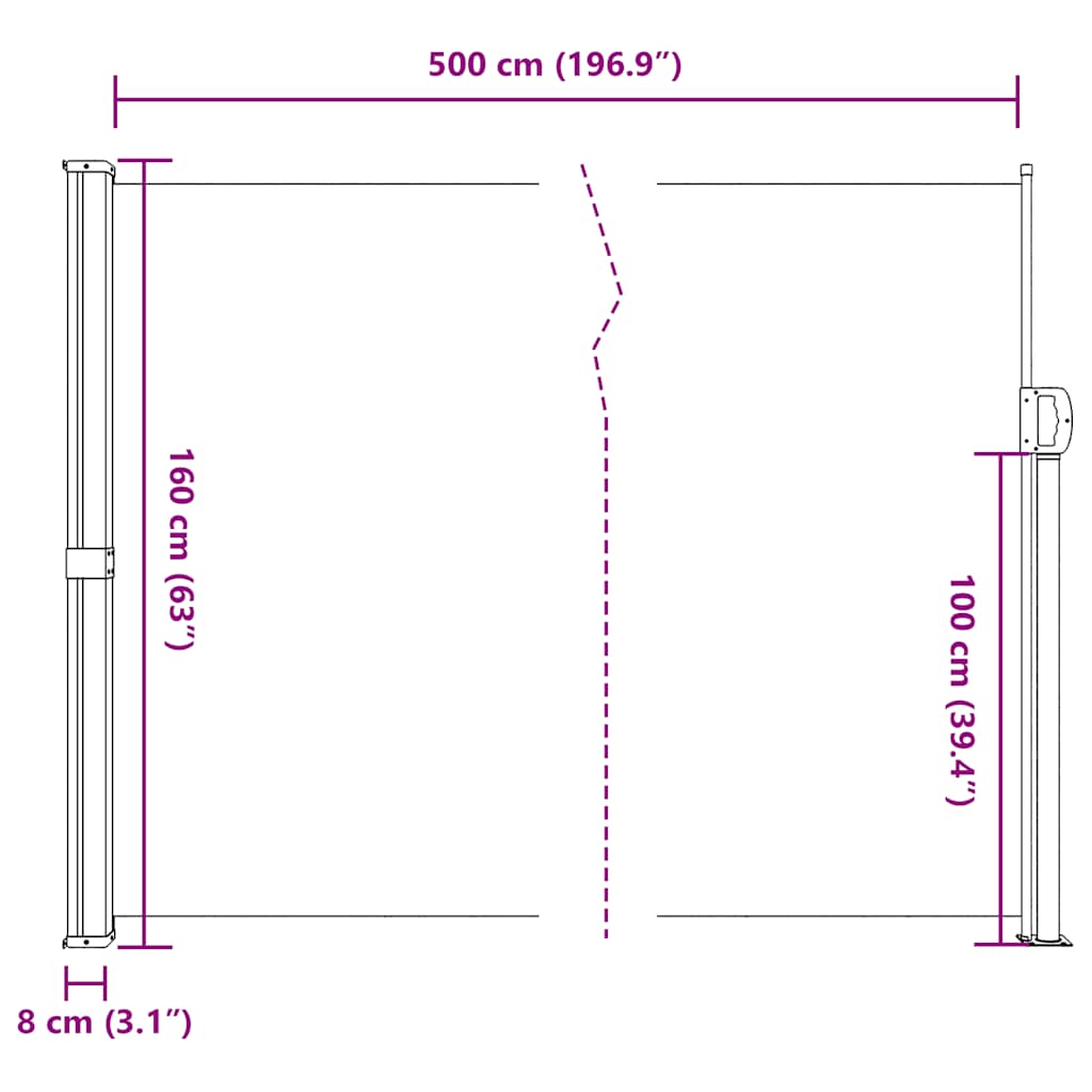 Retractable Side Awning 160x500cm Anthracite | HomeAndLiving