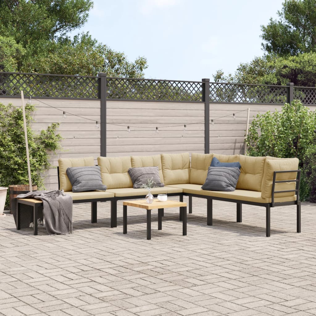 Garden Bench Set with Cushions 5 pcs Black