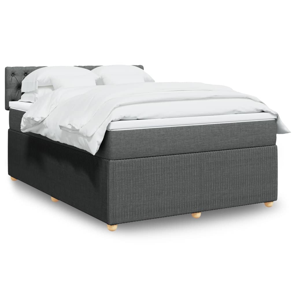 Box Spring Bed with Mattress Dark Grey Queen Fabric - 203×153×100.5cm