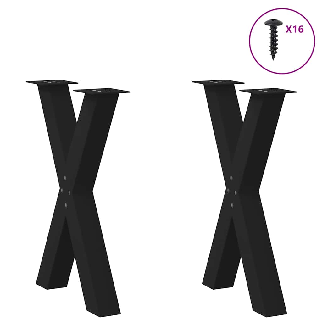 Dining Table Legs X-Shaped 2 pcs Black Steel - 140×140×4mm