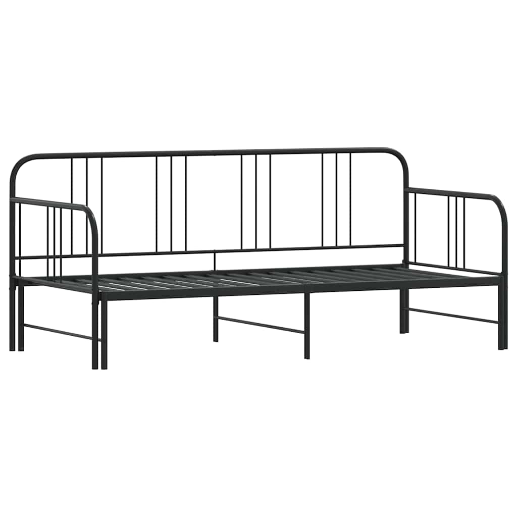 Daybed with Trundle without Mattress Black Single Metal - 193.5×97×88cm