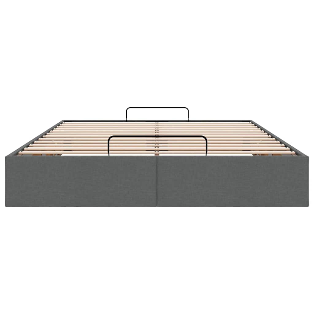 Ottoman Bed Frame without Mattress Dark Grey Queen Fabric