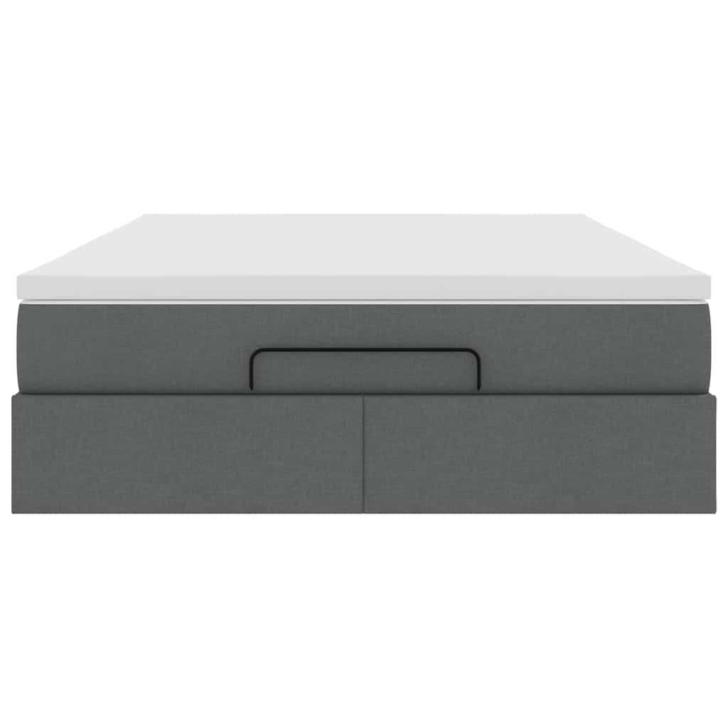 Ottoman Bed with Mattress Dark Grey Double Fabric - 193×137×23.5cm