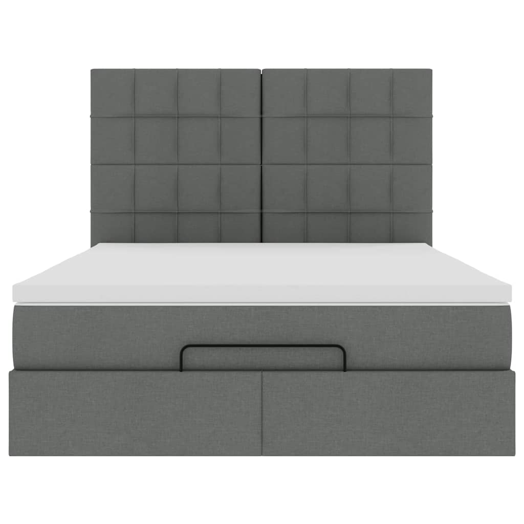Ottoman Bed with Mattress Dark Grey - Queen Fabric