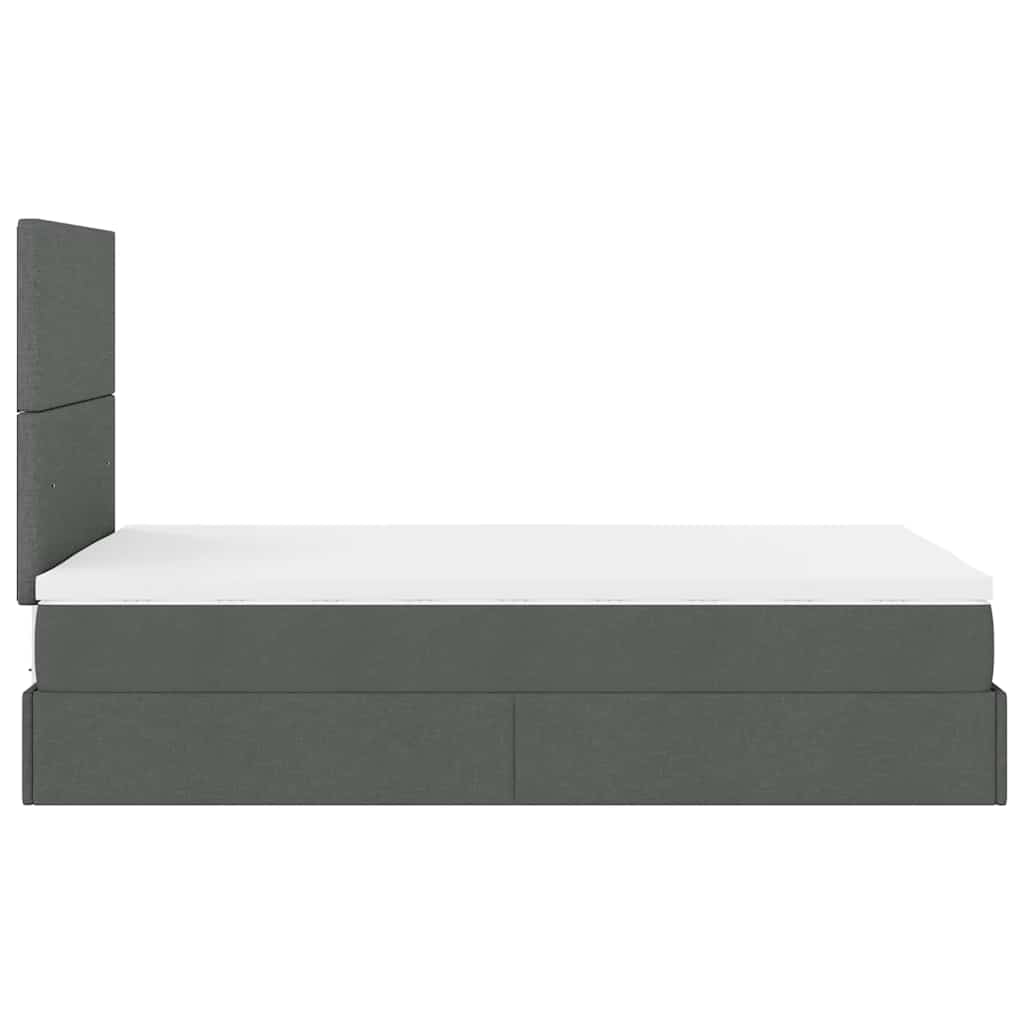 King Single Dark Grey Ottoman Bed with Fabric Upholstery and LED