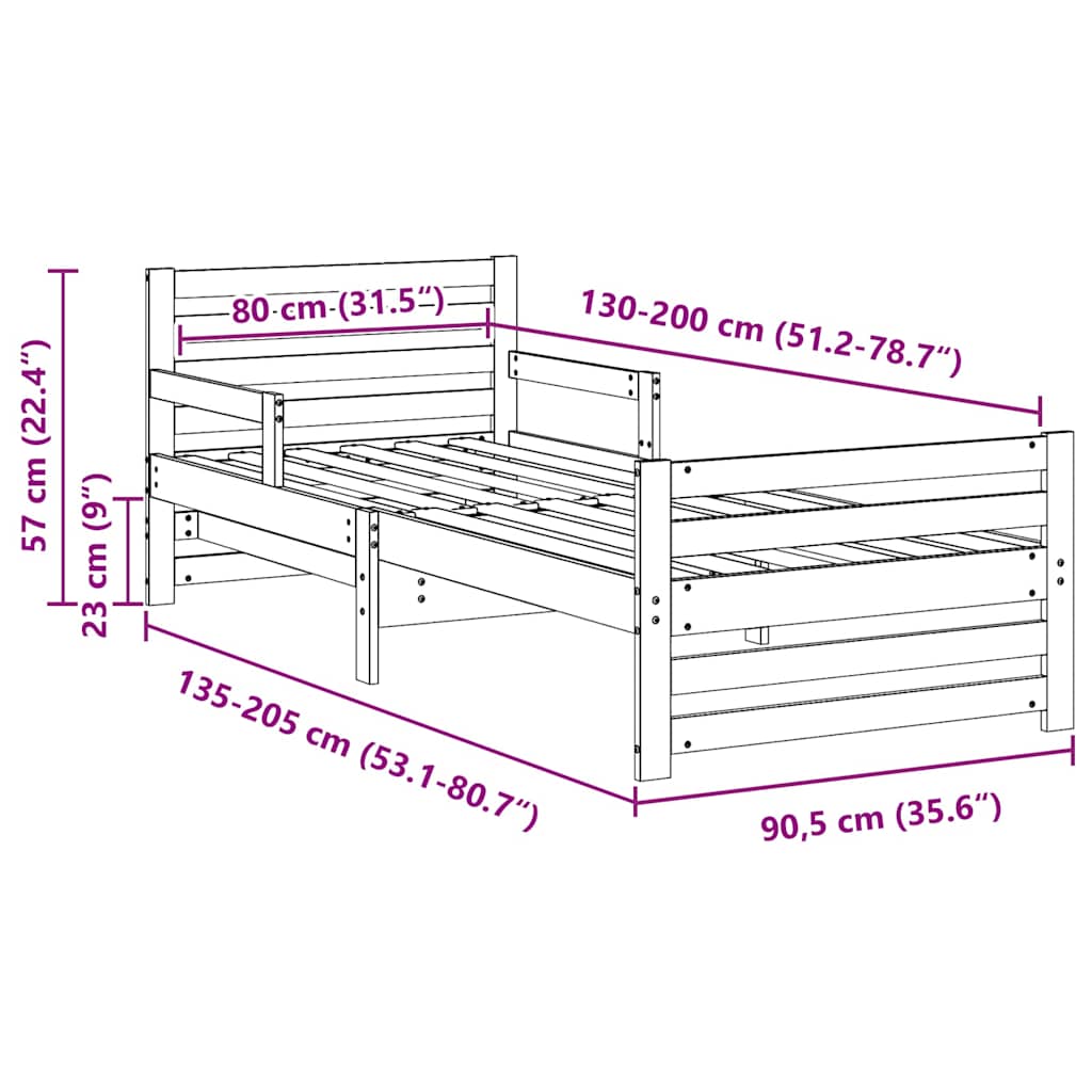 Stylish Extendable Bed Frame for Kids Other Brown - Space-Saving
